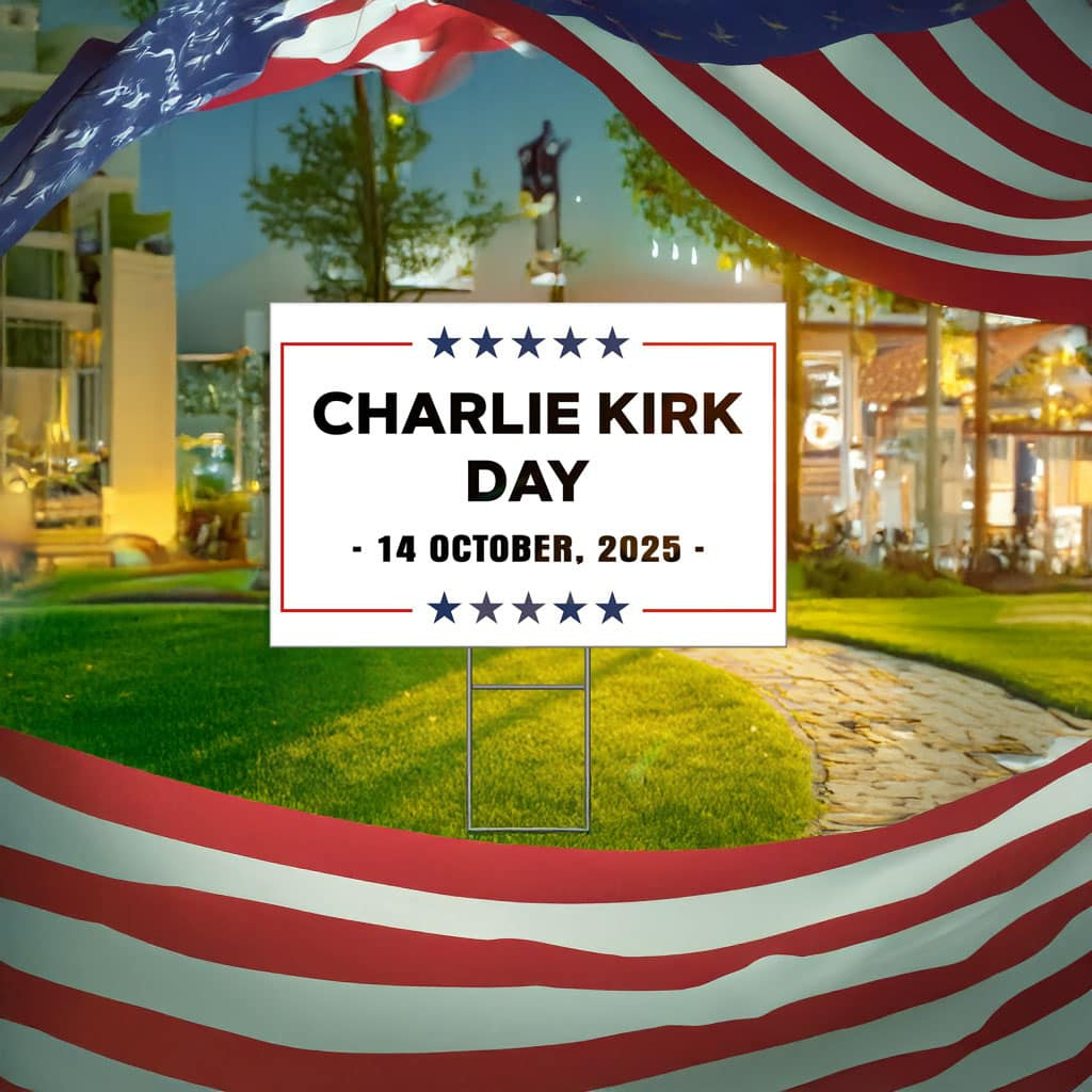 Charlie Kirk National Day 14 Oct 2025 Yard Sign - Charlie Kirk Flag for October 14 National Day 2025