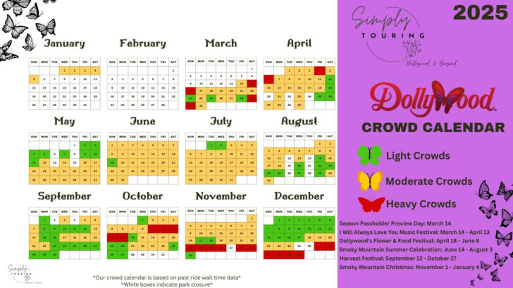 Dollywood Crowd Calendar October 2025
