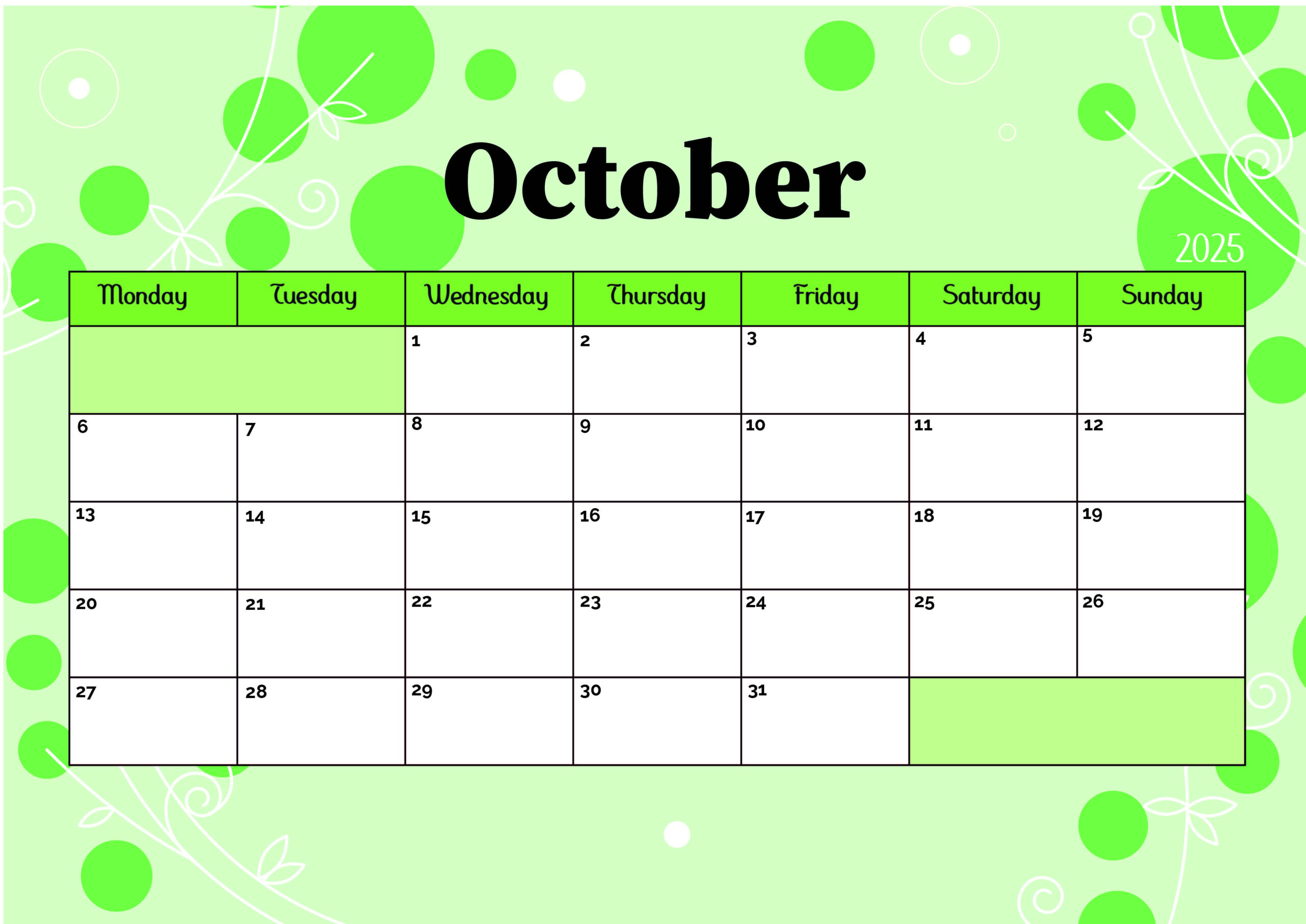 ▷ Model 5 October 2025 with regard to Open Calendar For October 2025