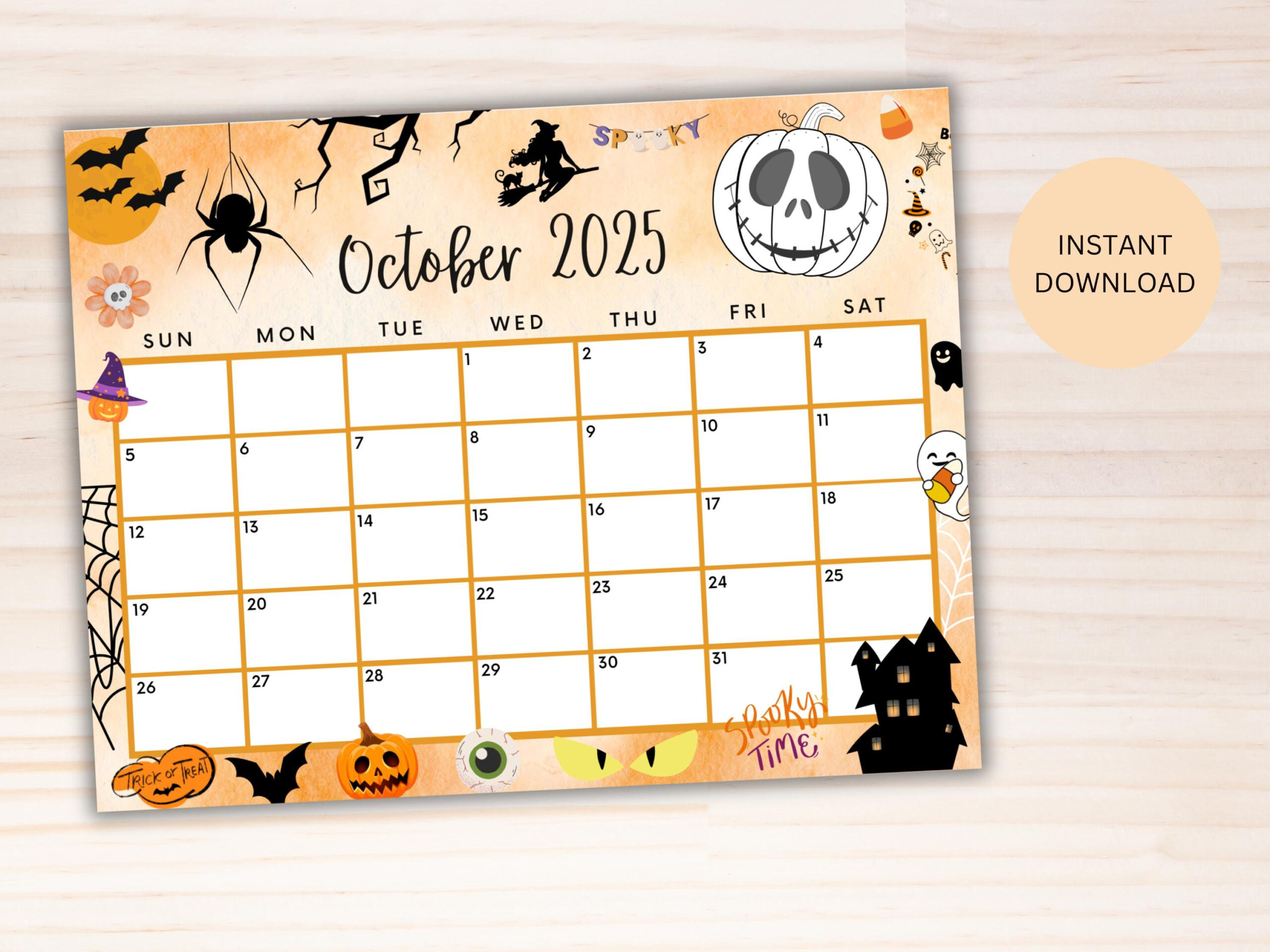 Editable October 2025 Calendar, Printable Spooky Halloween regarding Spooky October Calendar 2025 Printable