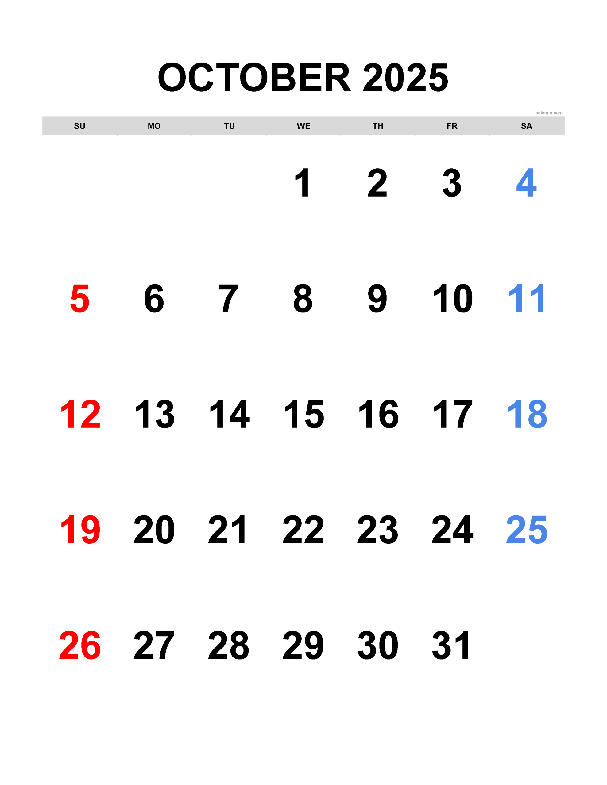 Free October 2025 Calendar | Printable Pdf, Xls, Png Formats for Apple Calendar October 2025