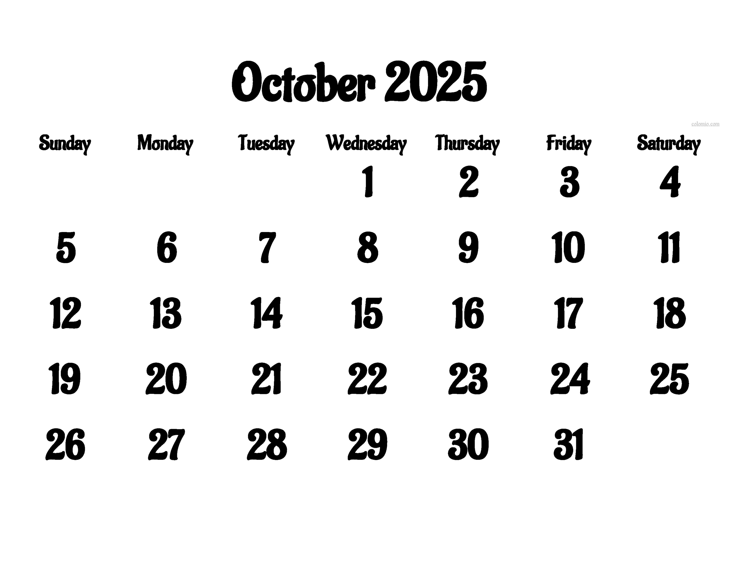 Free October 2025 Calendar | Printable Pdf, Xls, Png Formats regarding Picture of October 2025 Calendar