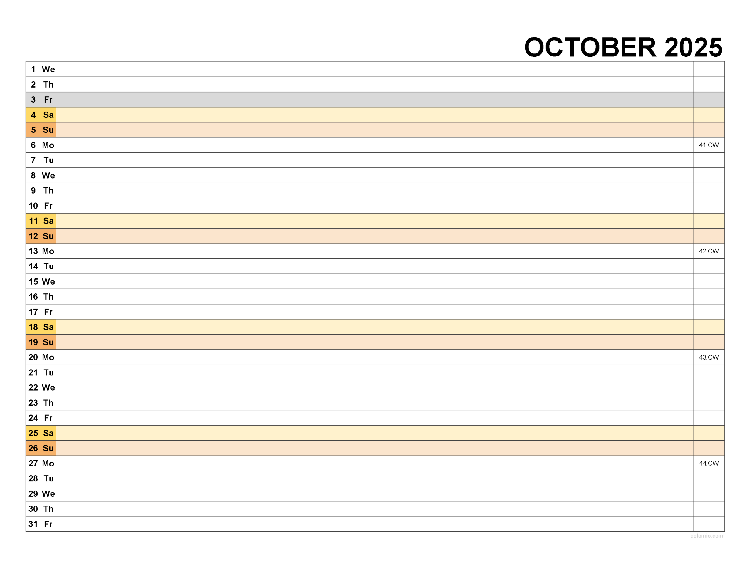 Free October 2025 Calendar | Printable Pdf, Xls, Png Formats within October Calendar 2025 With Lines