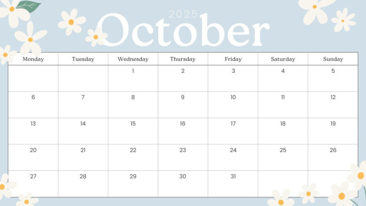 Show Me a October Calendar 2025