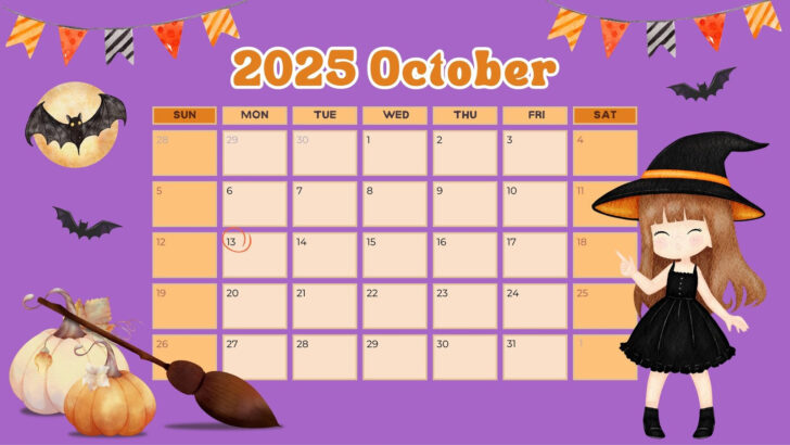 Cute October Printable Calendar 2025