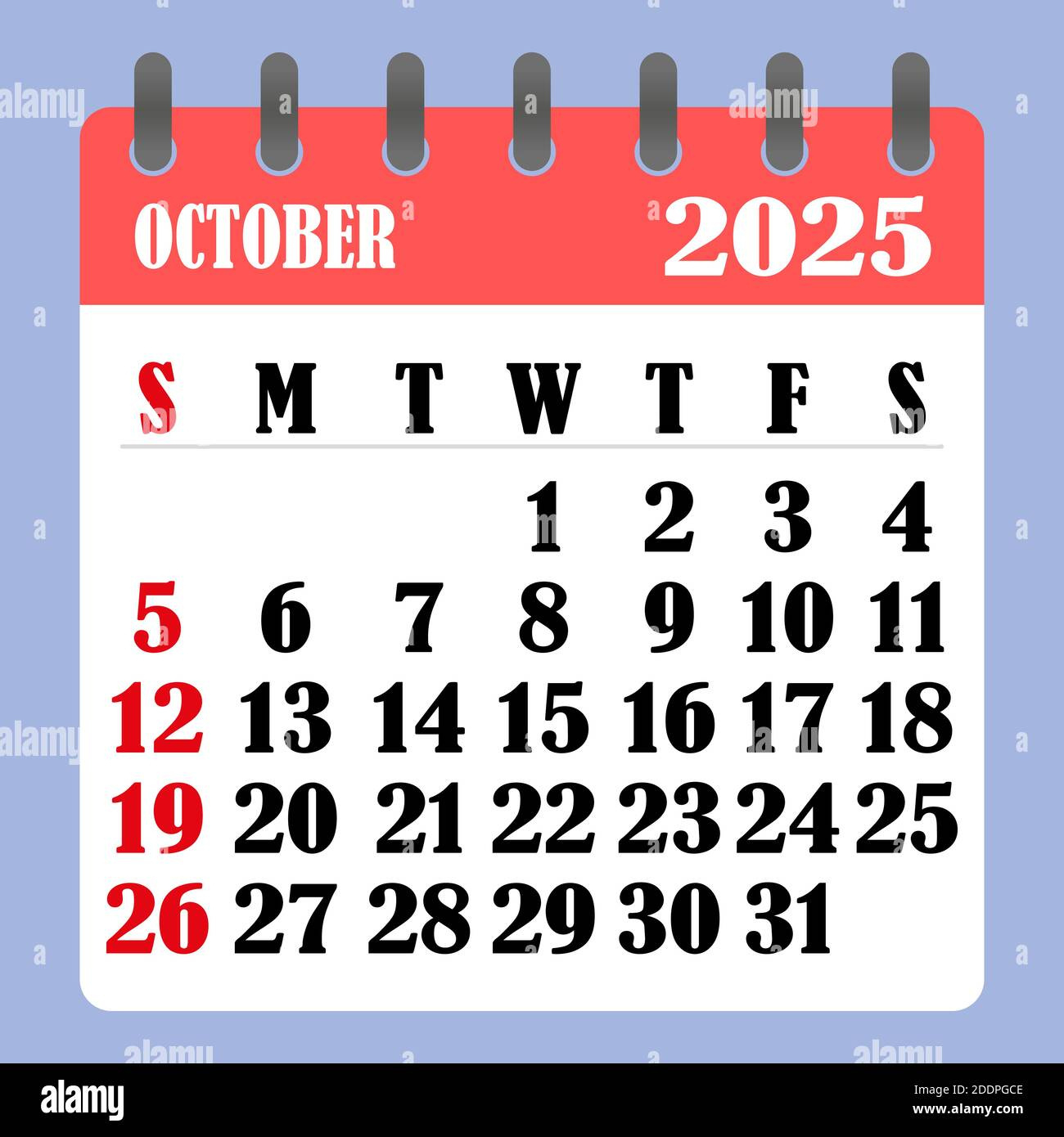 Letter Calendar For October 2025. The Week Begins On Sunday. Time for 2025 Calendar October Month