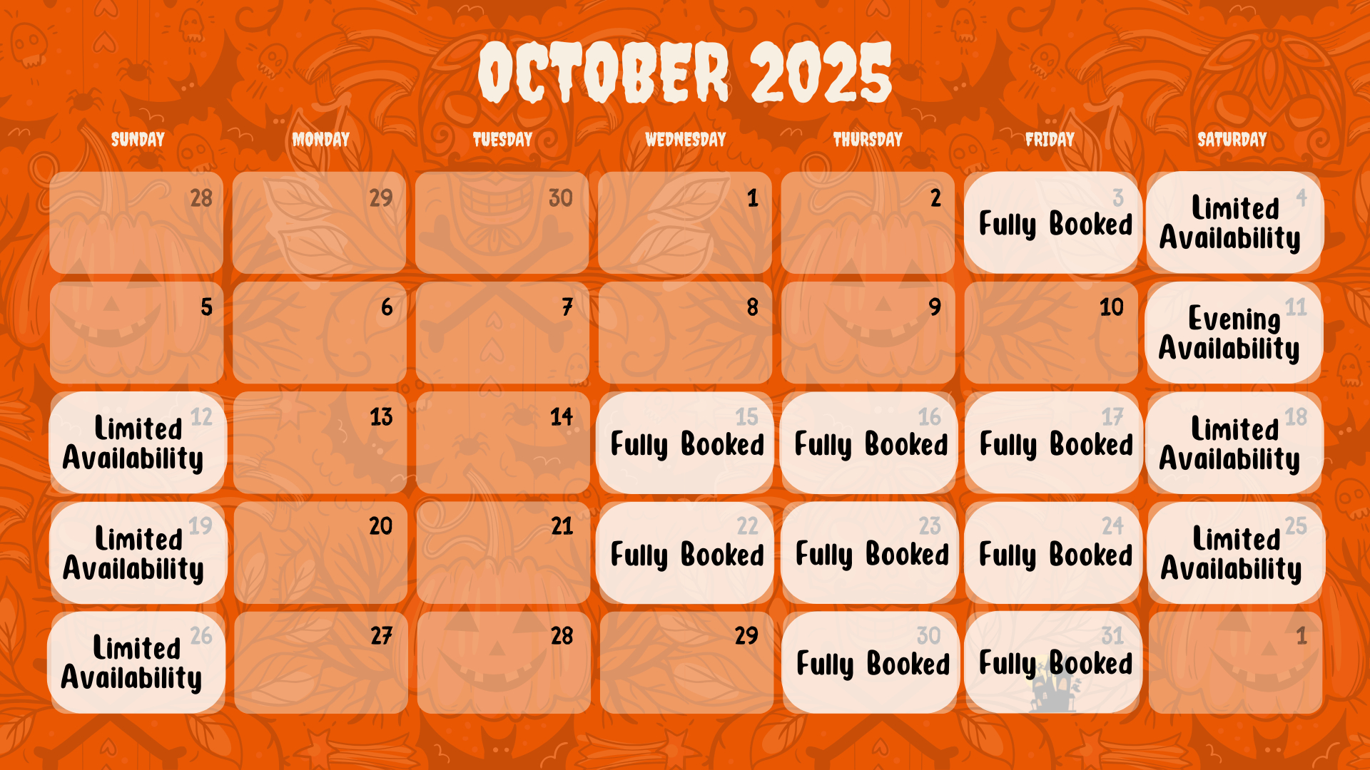 Magical Moments Entertainment intended for Orangetheory October Calendar 2025