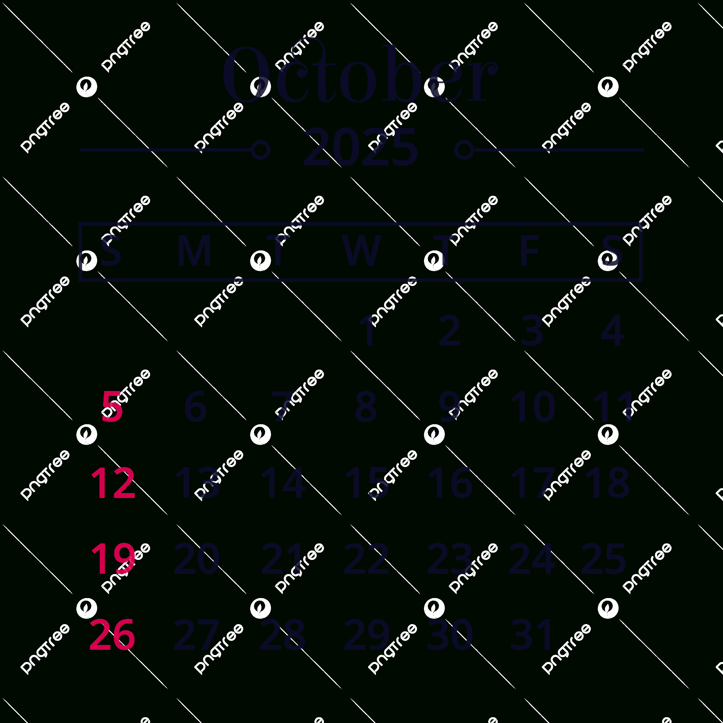 Minimalist October 2025 Calendar Vector, Calendar 2025, October pertaining to October 2025 Calendar Png