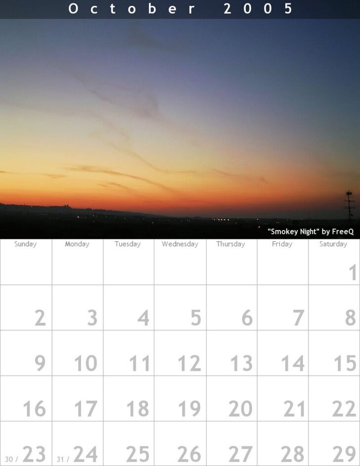 Calendar of 2005 October Calendar of 2005 October