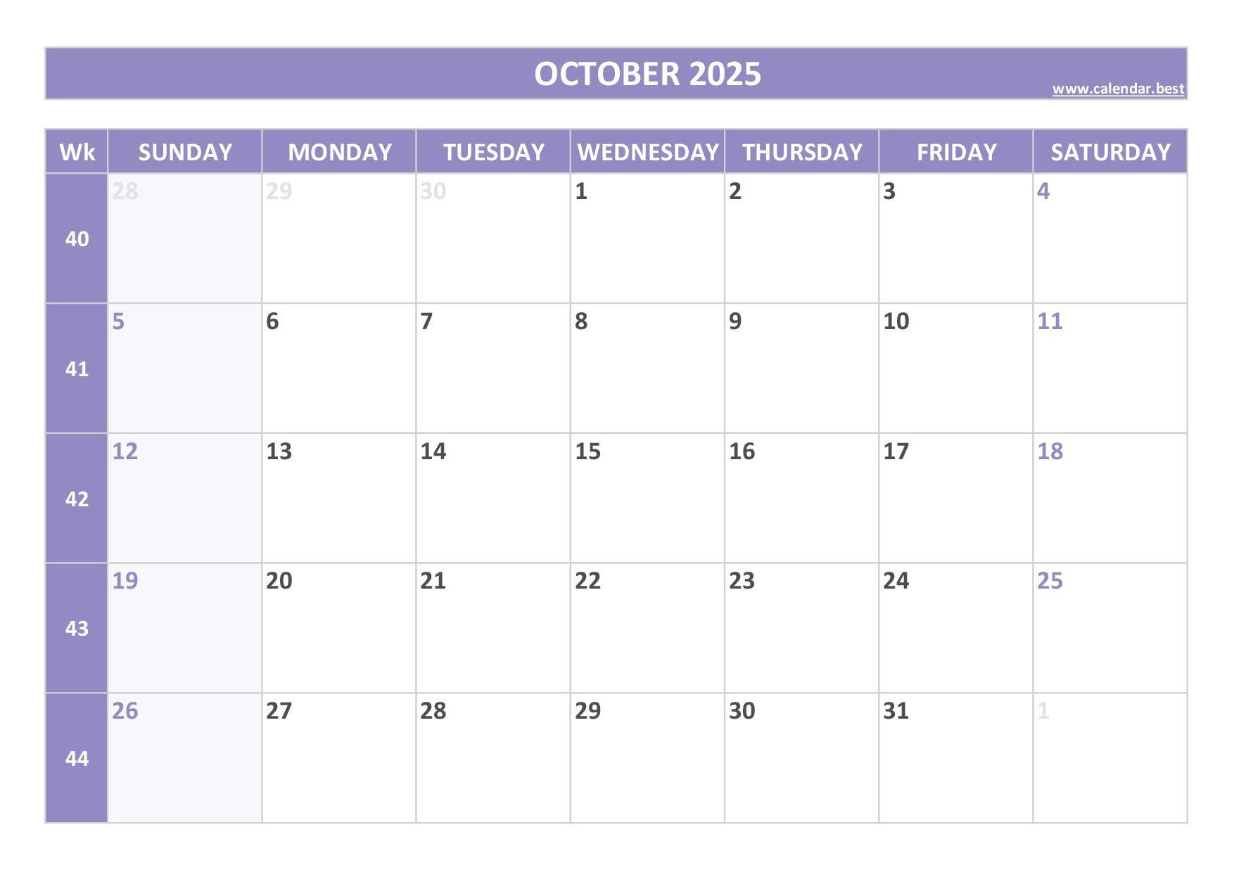 October 2025 Calendar -Calendar.best inside What Happened In October 2025 Calendar