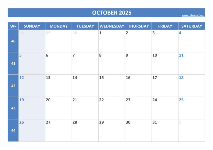 Print October 2025 Calendar Print October 2025 Calendar