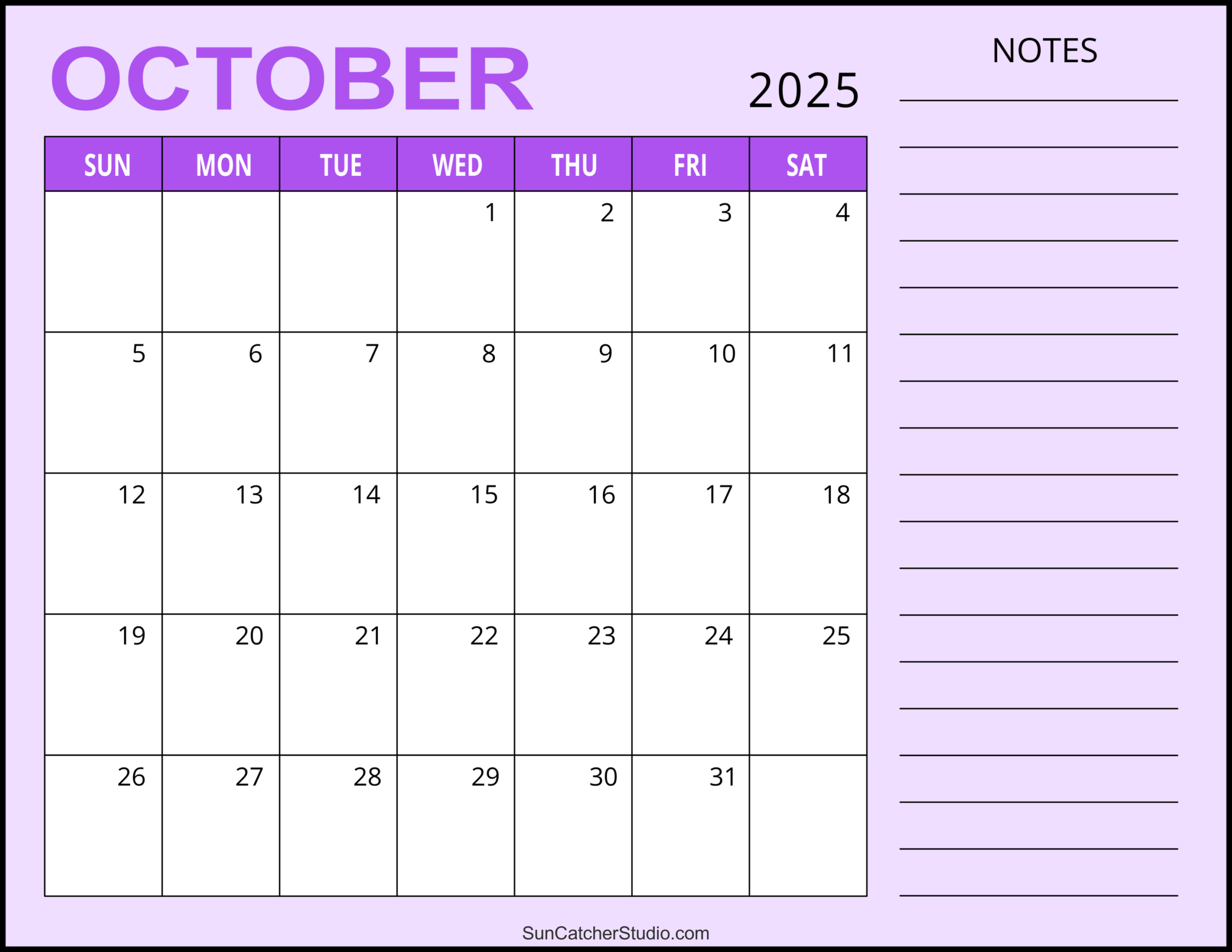 October 2025 Calendar (Free Printable) – Free Printables with regard to Show Calendar For the Month of October 2025