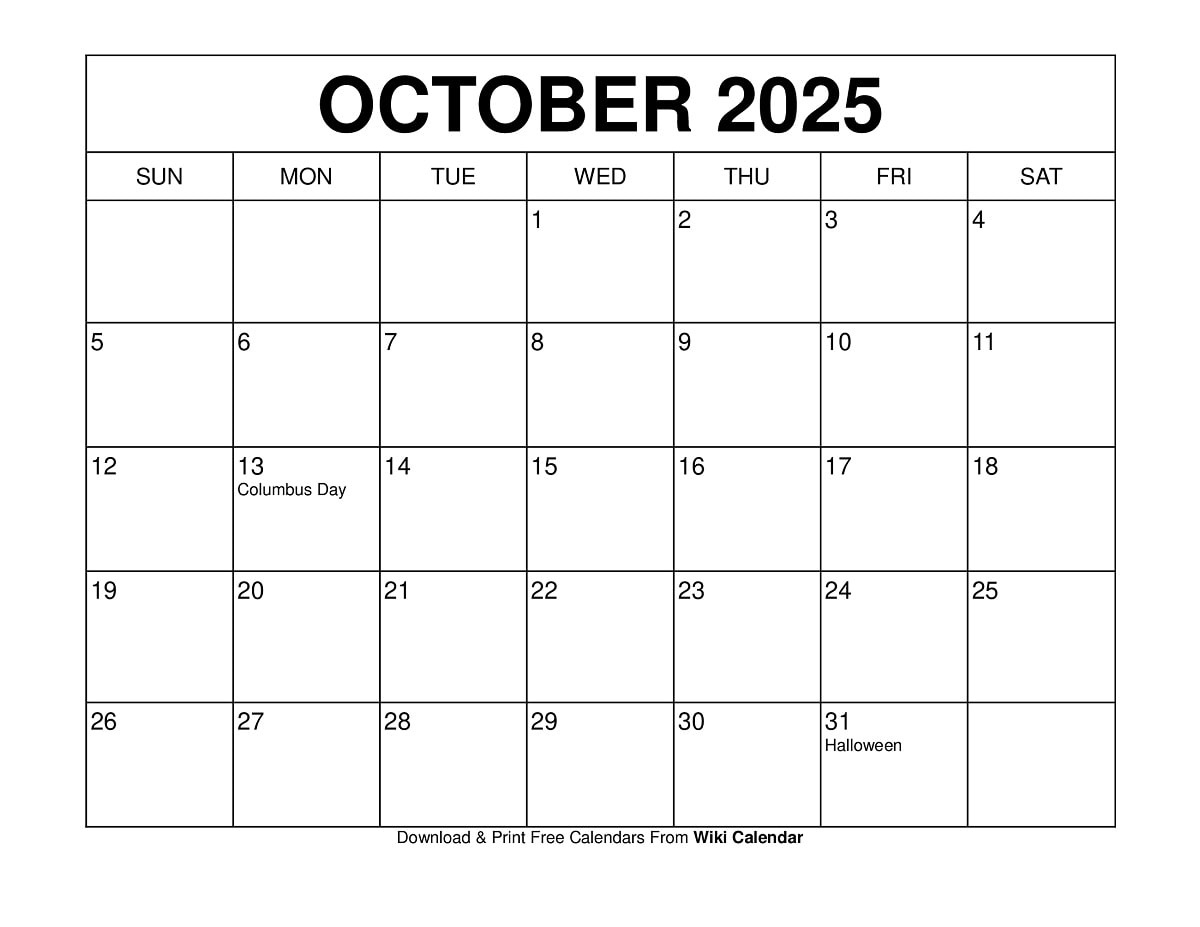 October 2025 Calendar - Printable Templates &amp;amp; More intended for October Calendar To Print 2025