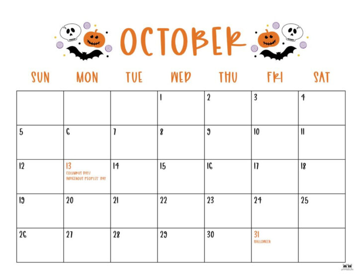 Calendar Month October 2025