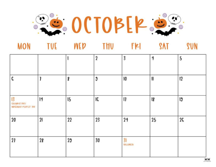In 2025 October Calendar