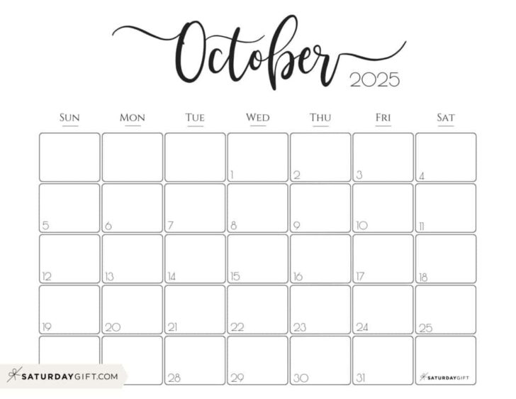 October 2025 Printable Calendar Free