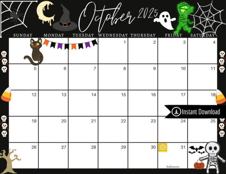 October Halloween Movie Calendar 2025