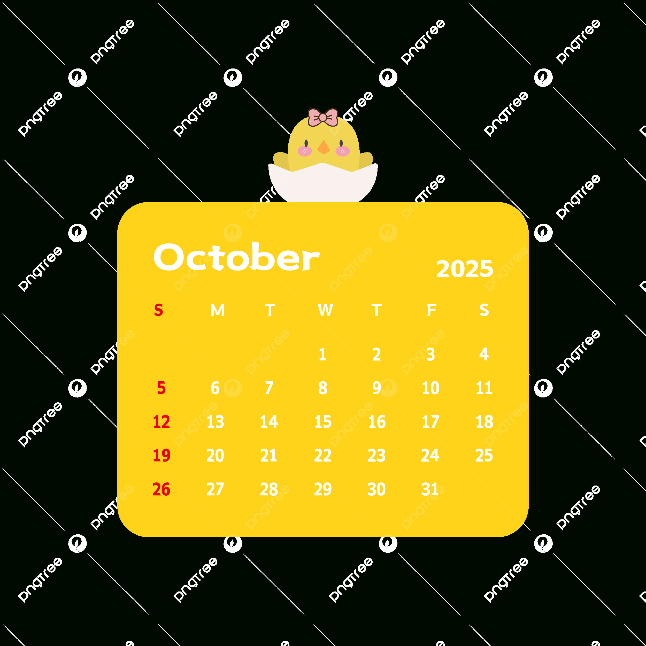 October 2025 Monthly Calendar With Cartoon Chicks Vector, Calendar within Clip Art October Calendar 2025
