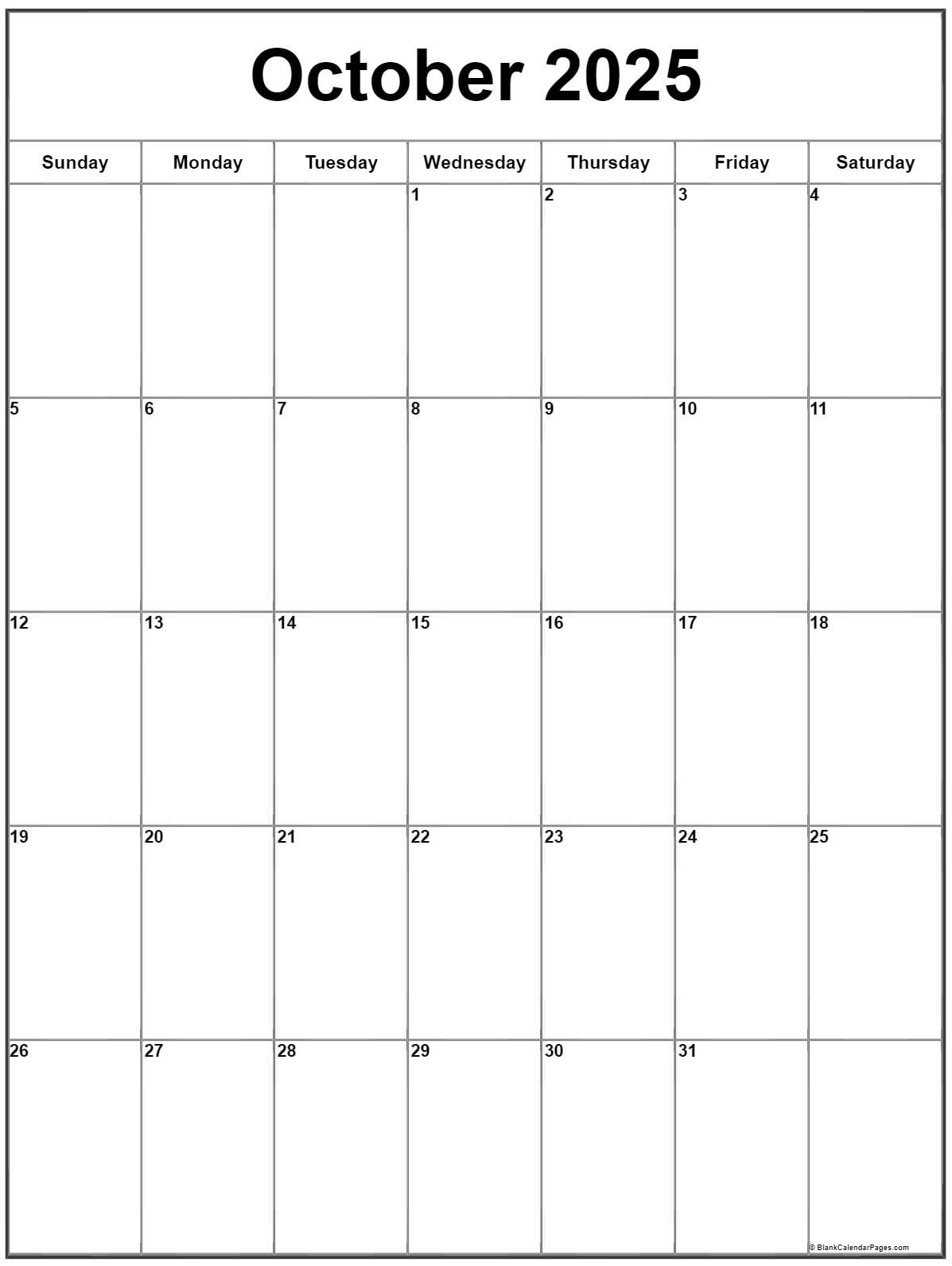 October 2025 Vertical Calendar | Portrait with regard to October 2025 Calendar Printable Vertical