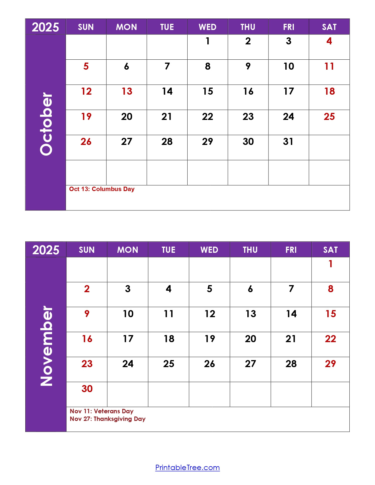 October And November 2025 Calendar Printable Pdf | Two Months Calendar intended for Printable October November Calendar 2025
