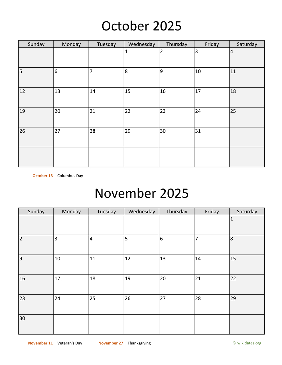 October And November 2025 Calendar | Wikidates inside October 2025 And November 2025 Calendar