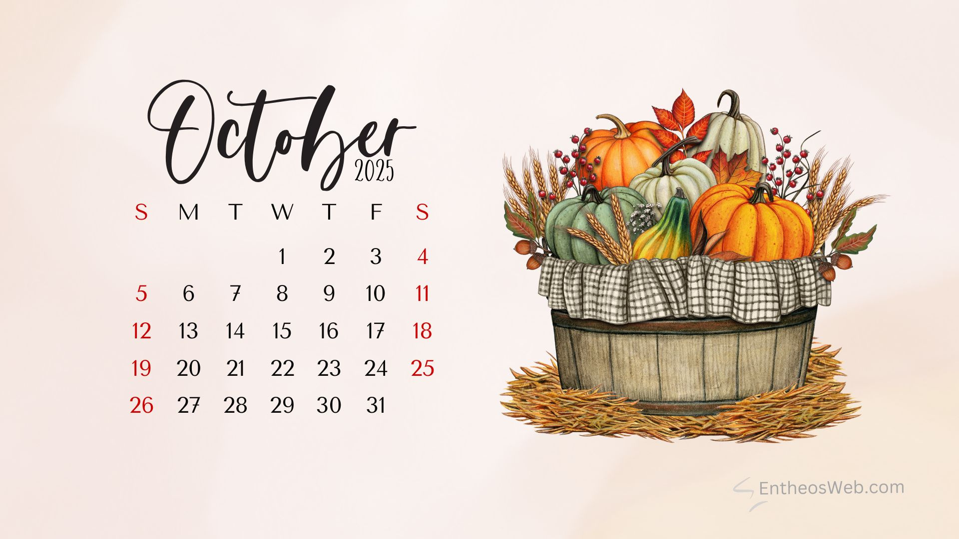 October Calendar Desktop Wallpaper Backgrounds | Entheosweb inside October 2025 Desktop Calendar
