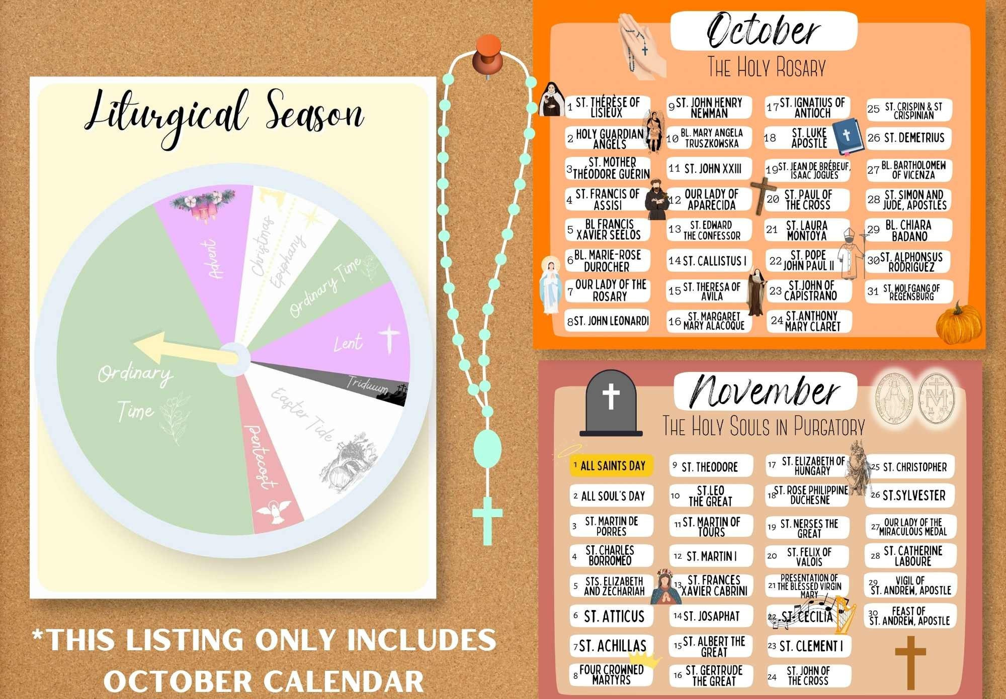 October Saints Feast Day Calendar / Printable Catholic Liturgical pertaining to Catholic Saints Calendar October 2025