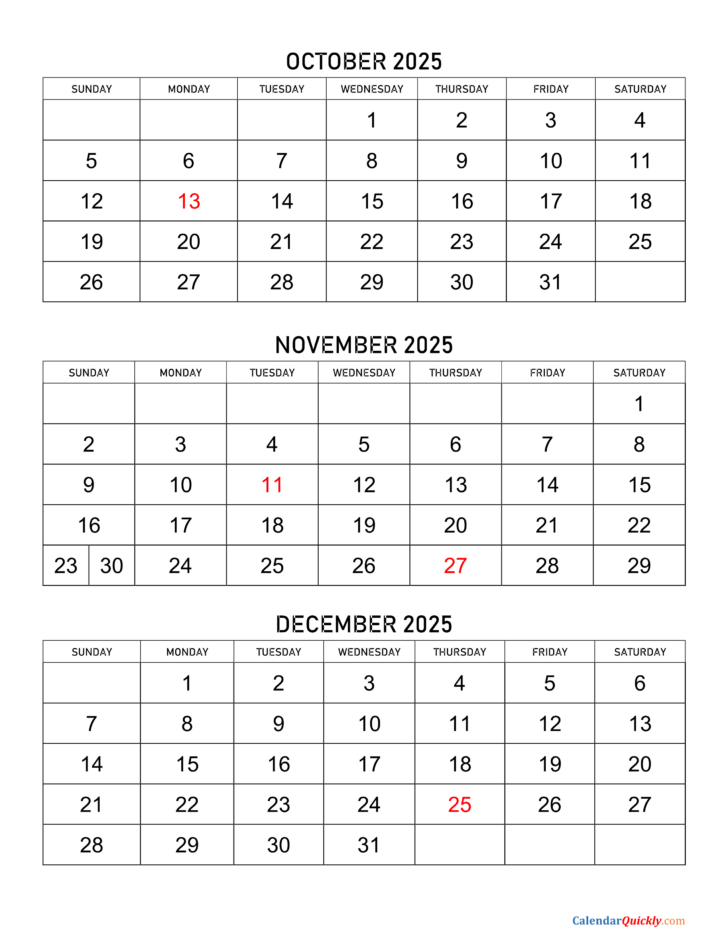 October December 2025 Calendar