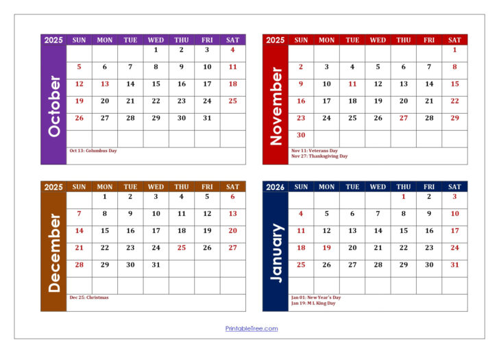 October Through January Calendar 2025 October Through January Calendar 2025