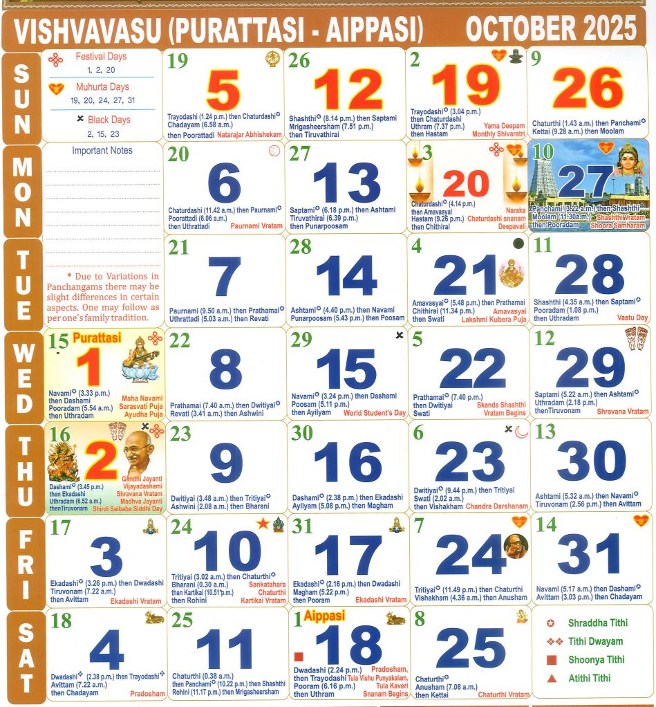 Tamil Calendar October Month , 2025 pertaining to October 2025 Tamil Calendar