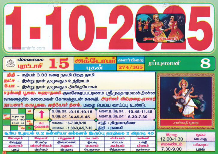 October 2025 Tamil Calendar October 2025 Tamil Calendar