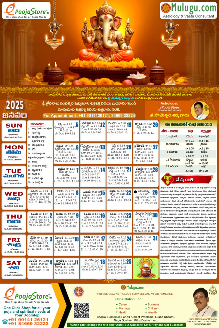 October Telugu Calendar 2025 New York
