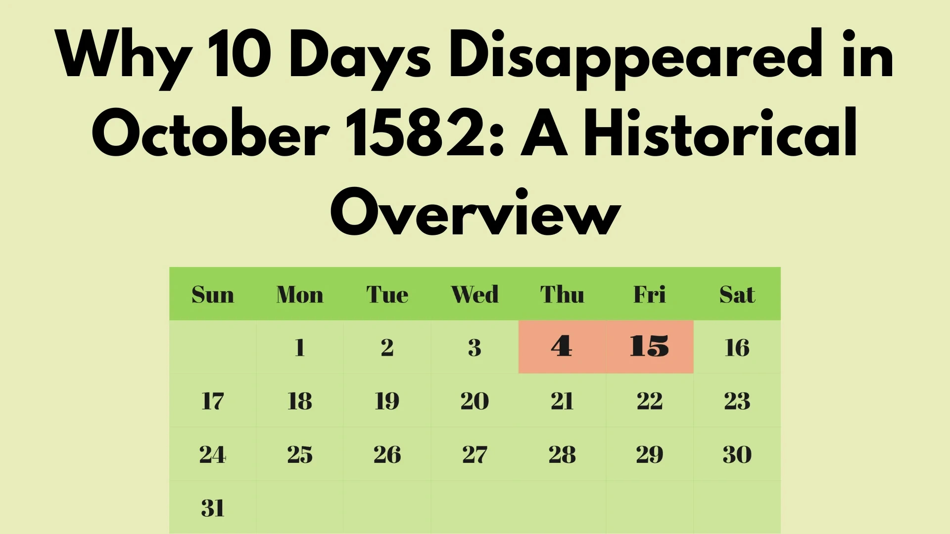 Why 10 Days Disappeared In October 1582: A Historical Overview - with regard to Why 1582 October Calendar Missing Days