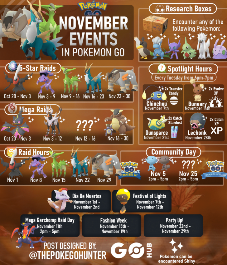 November 2025 Calendar Pokemon Go