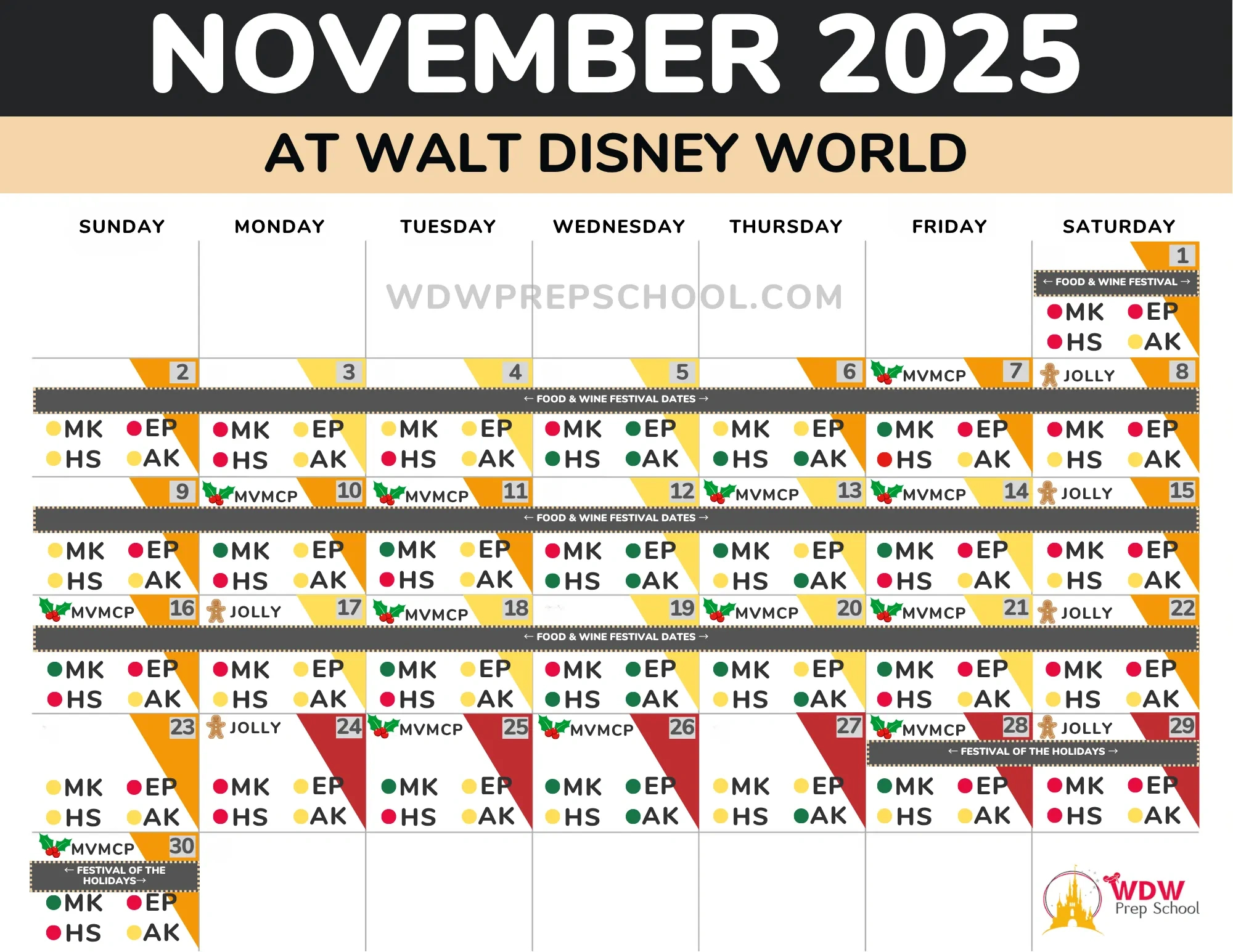 2025 &amp;amp; 2026 Disney World Crowd Calendar (Best Times To Go) in Disney Calendar November 2025