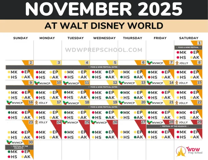 Disneyland Calendar November 2025