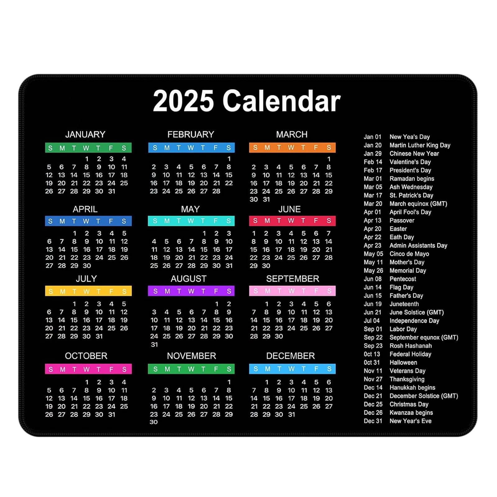 2025 Calendar Mouse Pad Non Slip Rubber Base Computer Desk Mat intended for November Calendar 2025 Waterproof