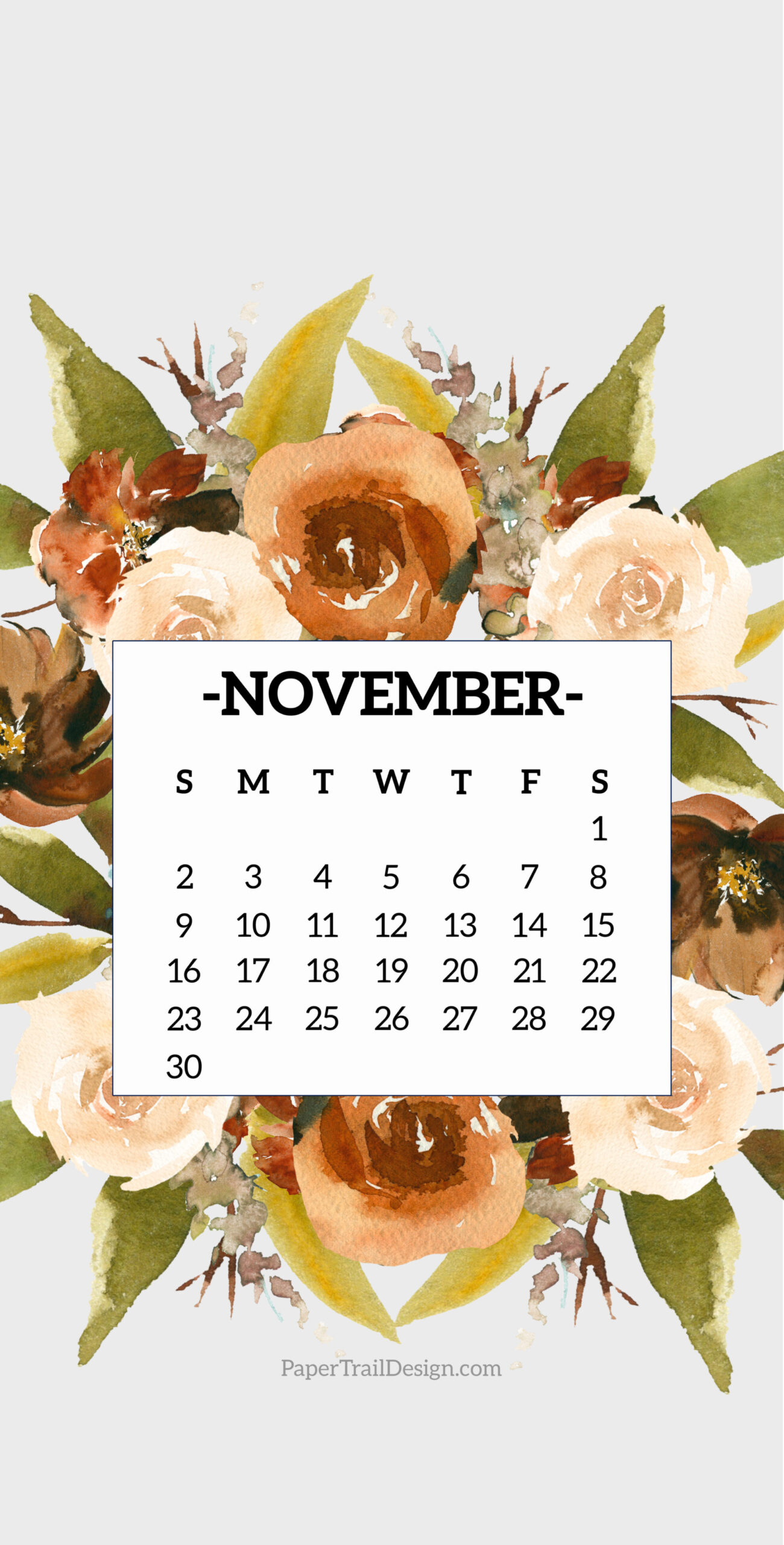 2025 Calendar Phone Wallpapers - Paper Trail Design in November 2025 Calendar Iphone Wallpaper