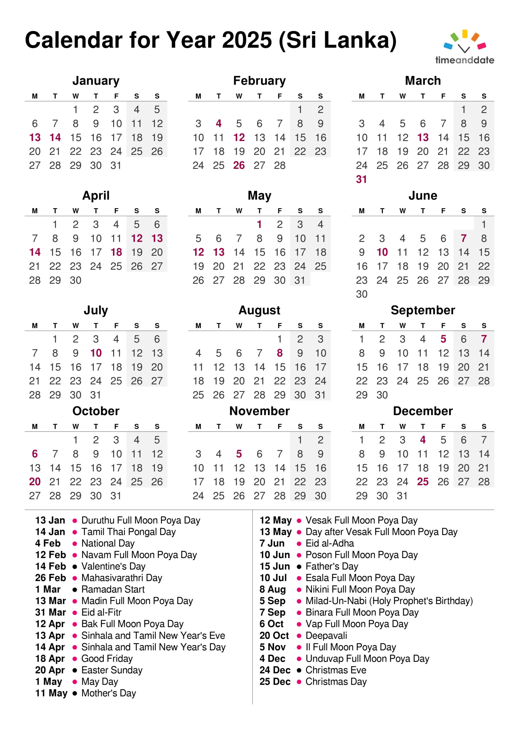 2025 Calendar Sri Lanka Printable Pdf | Sinhala Tamil English intended for November Calendar 2025 Sri Lanka