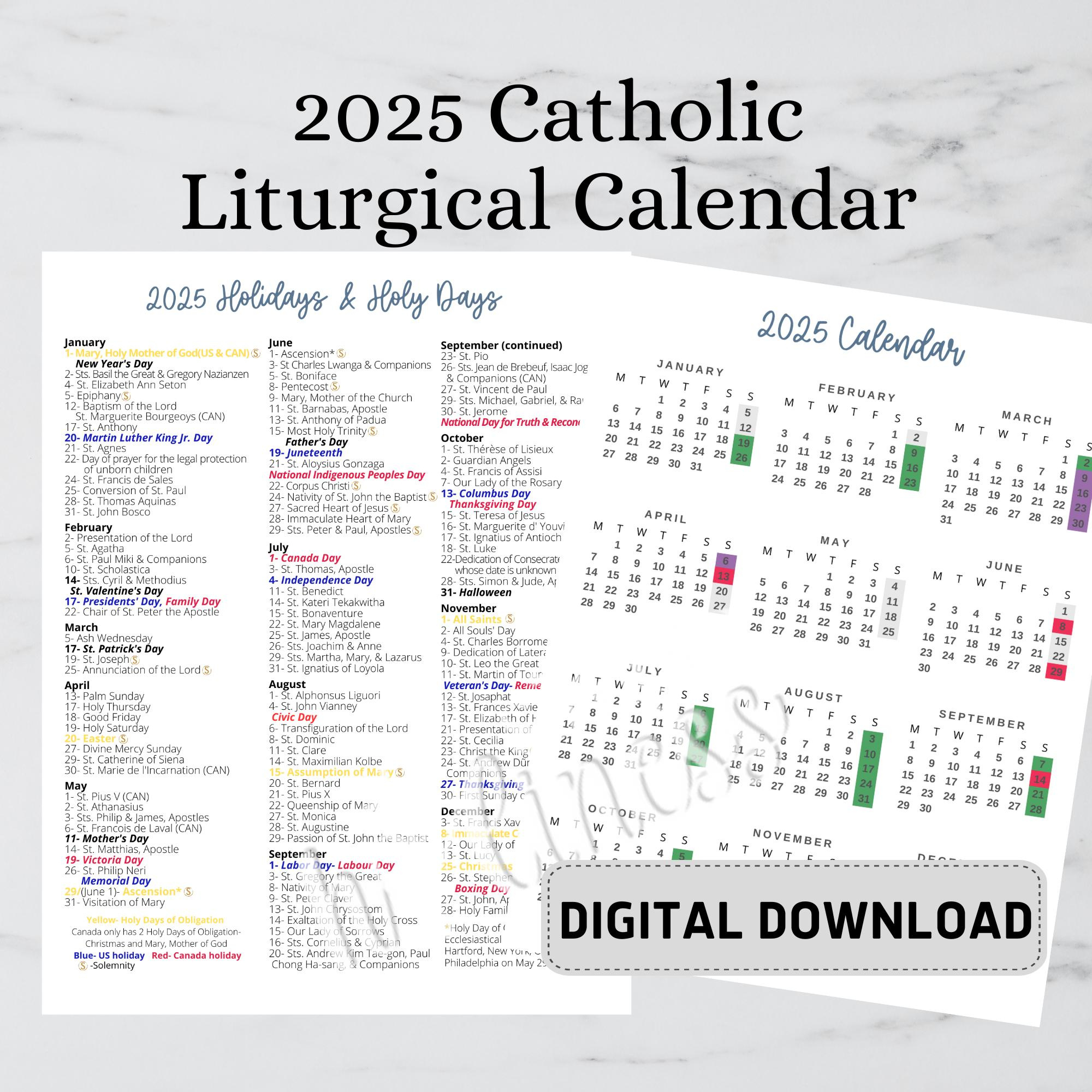 2025 Catholic Calendar- Digital Download - Etsy intended for November Liturgical Calendar 2025