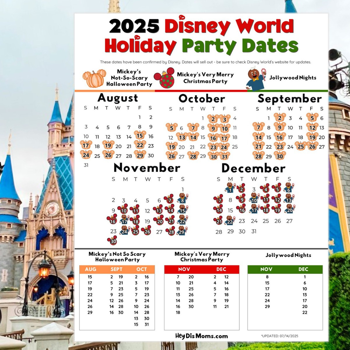 2025 Dates For Disney World Holiday Parties - Free Printable in Disney Calendar November 2025