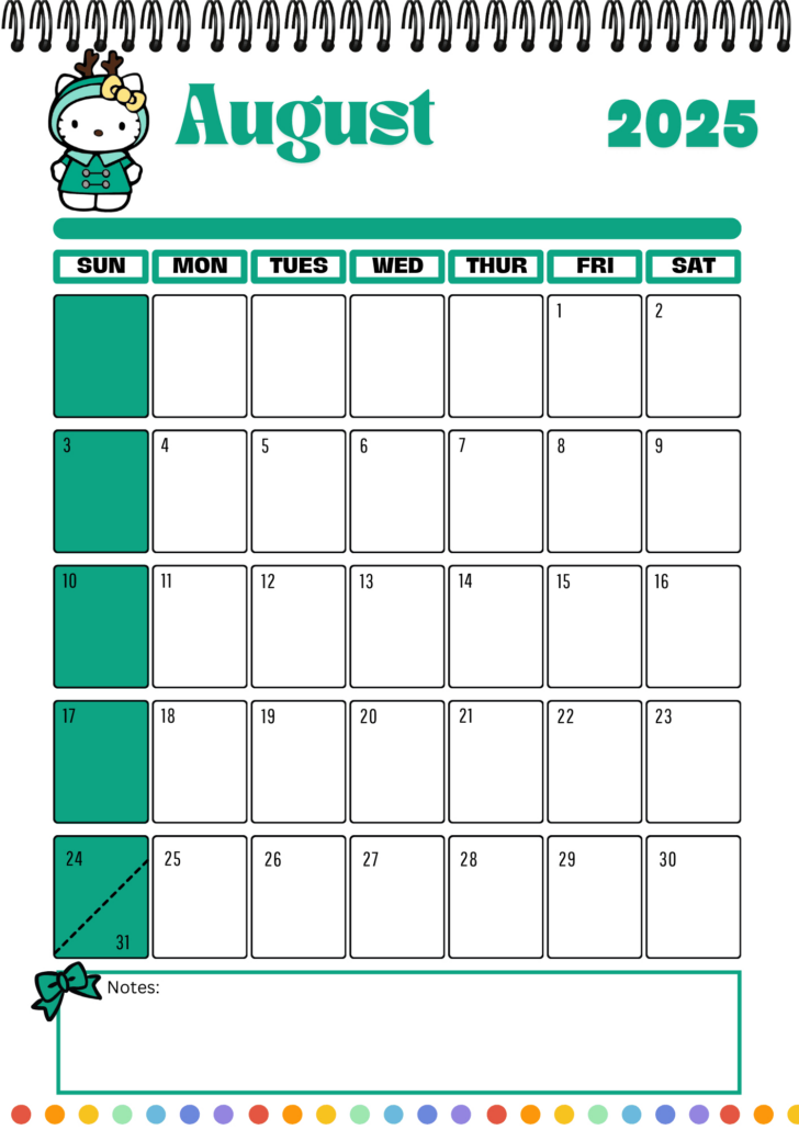 November 2025 Calendar Hello Kitty