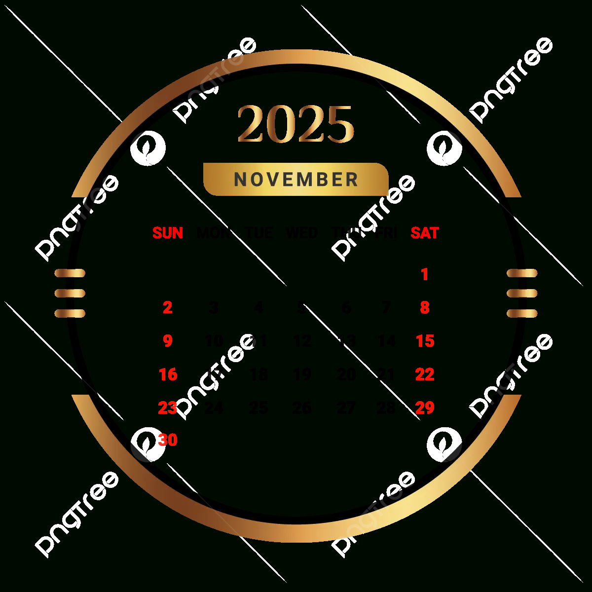 2025 November Month Calendar With Golden And Black Vector, Monthly within Transparent November Calendar 2025