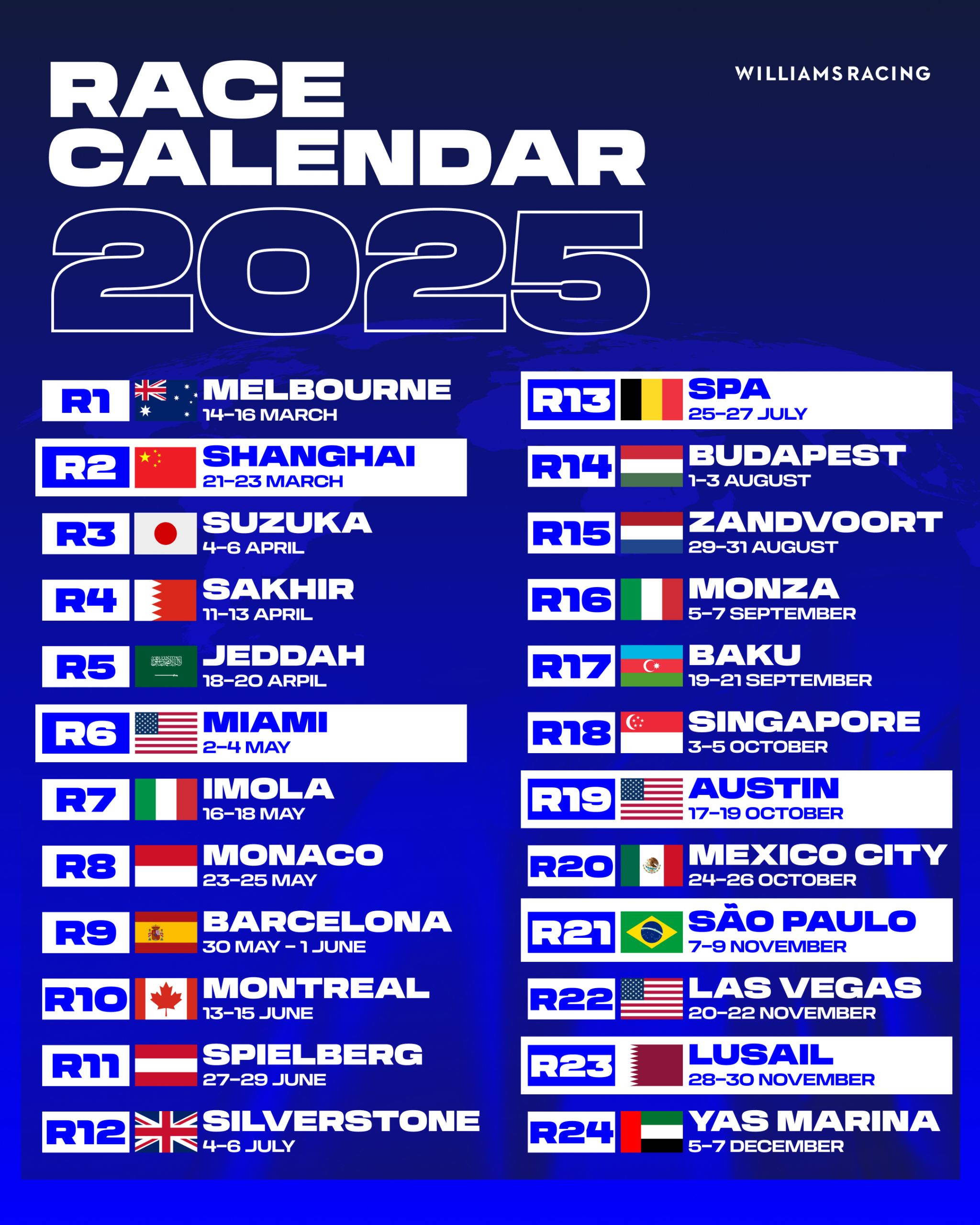 A Journey Through The 2025 F1 Calendar: One Fact For Every for Racing Calendar November 2025