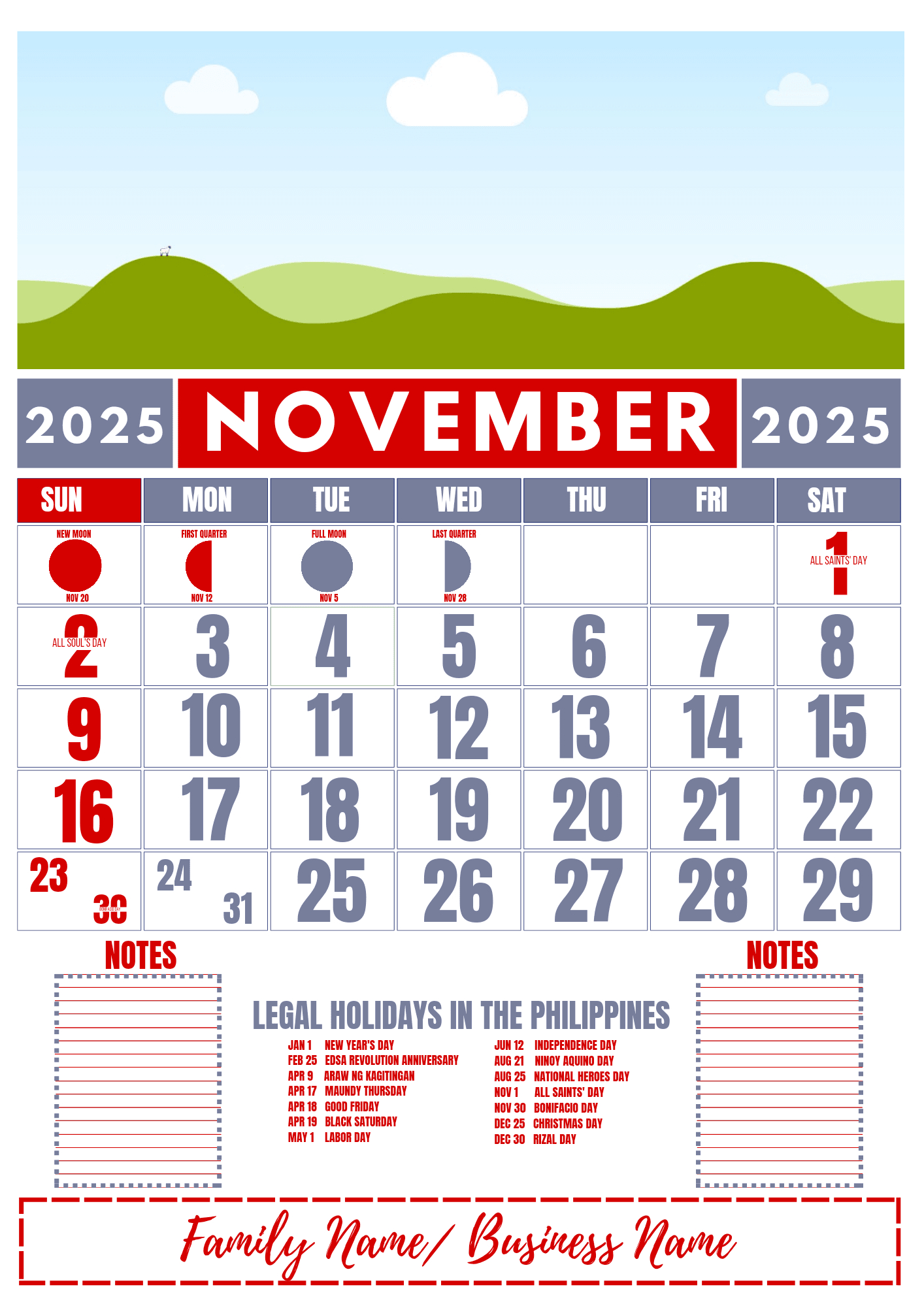 A4 Size Calendar Template 2025Danicamalsi - Raket.ph throughout November 2025 Calendar Philippines