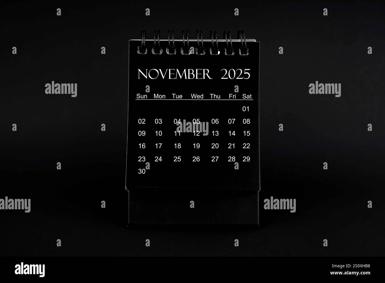Black Calendar For November 2025. Desktop Calendar On A Black inside November 2025 Calendar Black Background