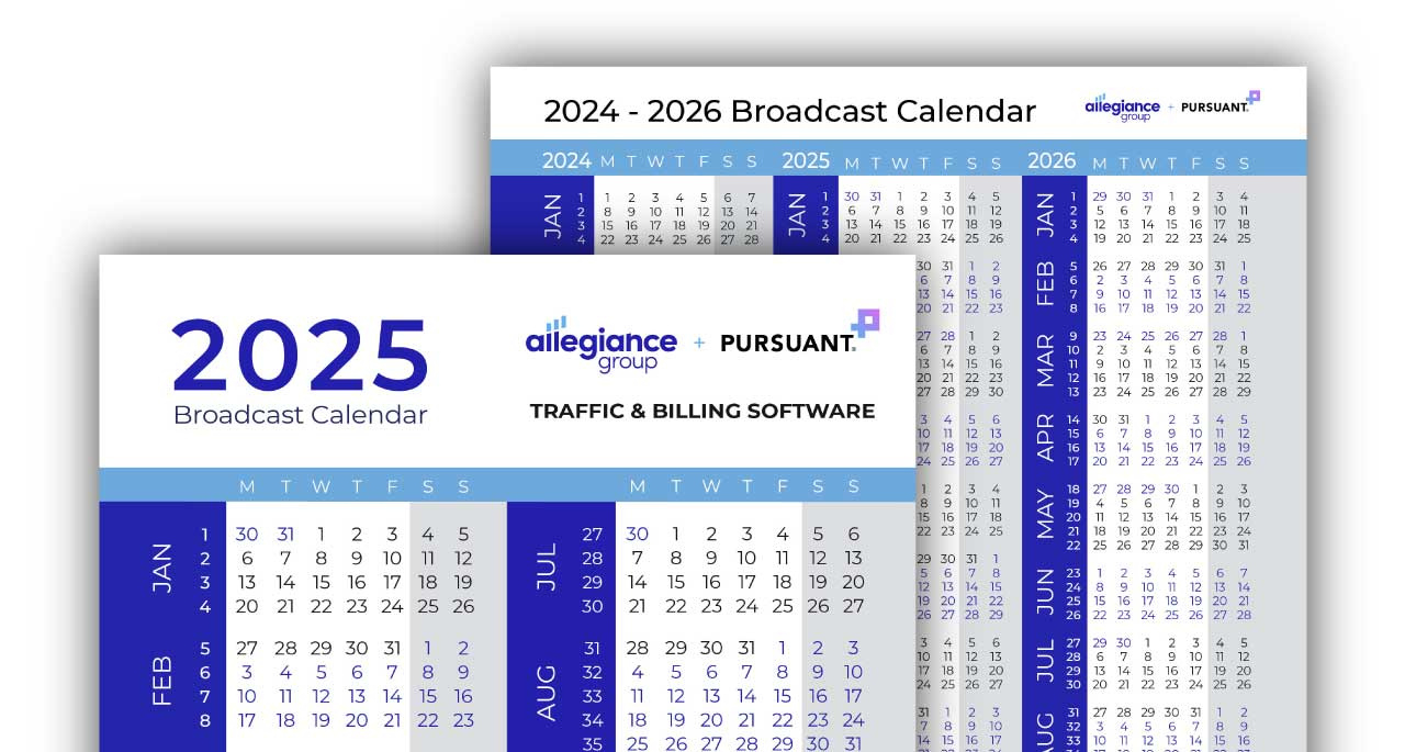Broadcast Calendar 2025 - Allegiance Group + Pursuant | intended for November 2025 Broadcast Calendar