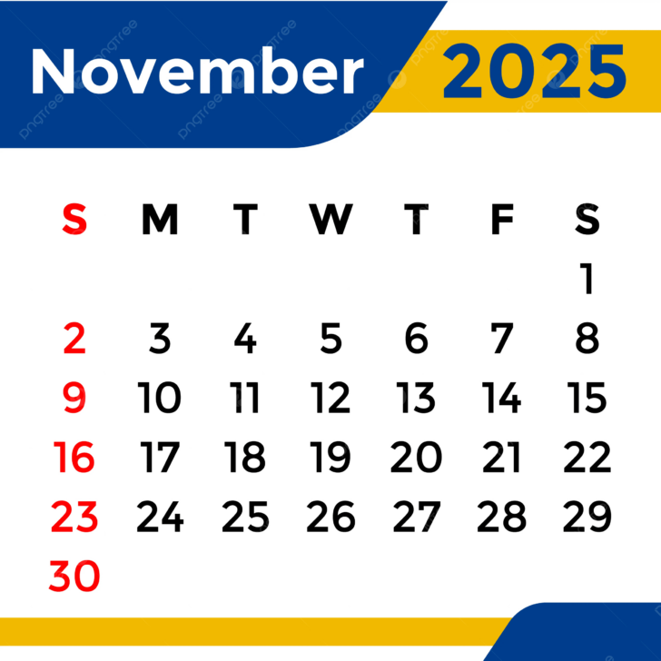 November Month Calendar 2025 Png