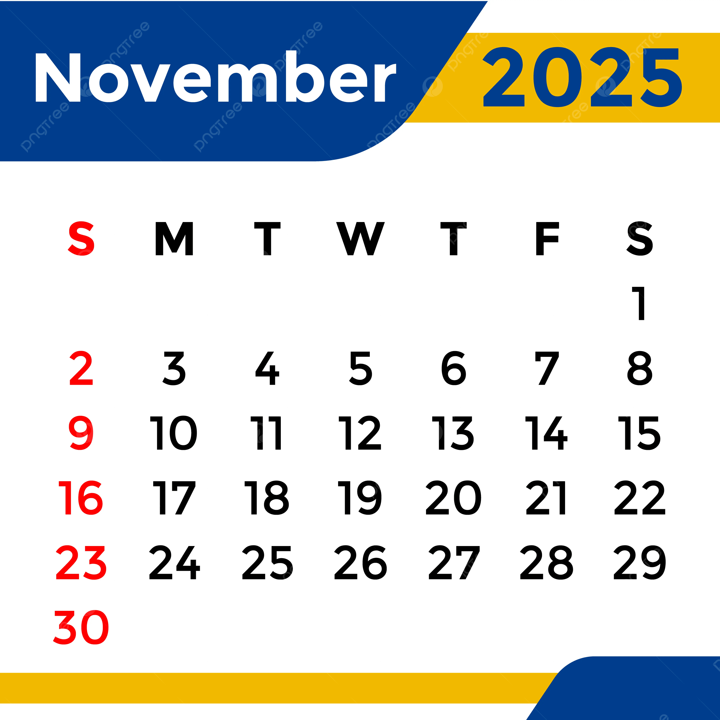Calendar 2025 November Month Vector Template Download On Pngtree pertaining to November Month Calendar 2025 Png
