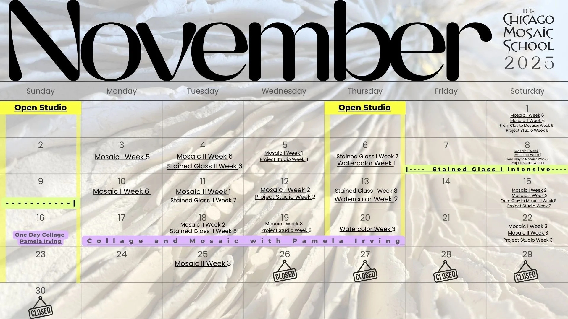 Calendar — The Chicago Mosaic School throughout Chicago Event Calendar November 2025